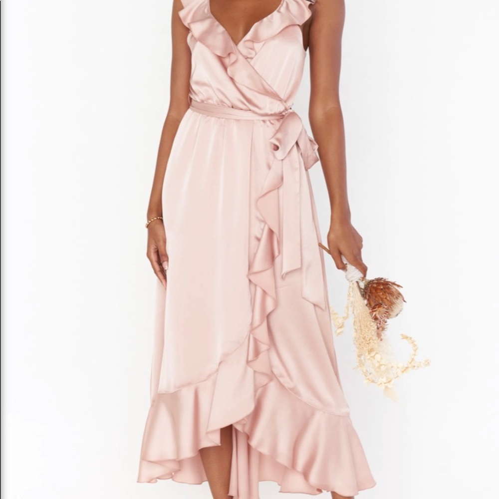 Show me your MuMu pink Satin ruffle dress